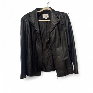Vintage black genuine leather blazer jacket y2k 90s minimalist‎ 🖤🖤